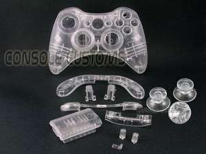 Xbox 360 CLEAR Full Controller shell case housing; Includes 