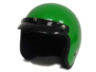   Motorcycle Helmet Vintage Green Open Face Racer Chopper Bobber  