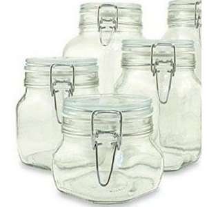  Set of 4 (Four) Bormioli Rocco Fido Glass Canning Jars   4 