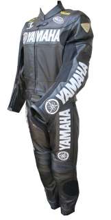 2PC Black Yamaha Motorcycle Leather Racing Suit Size 42  