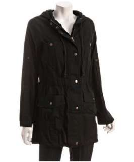 Casual Couture by Green Envelope black cotton woven drawstring anorak 