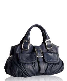 Cole Haan estate blue leather Village Soft pocket satchel   