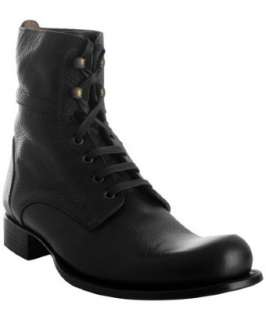John Varvatos black pebble leather Combat boots   