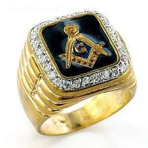  Mens Jewelry   Gold CZ Square Masonic Ring SZ 11 Jewelry