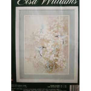  Elsa Williams Birds With White Lilies Cross Stitch Kit 