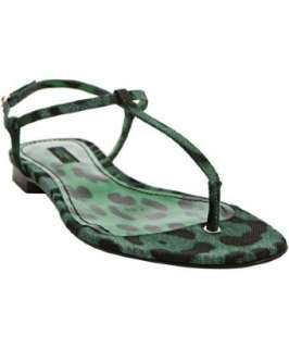 Dolce & Gabbana green leopard printed denim thong sandals  BLUEFLY up 