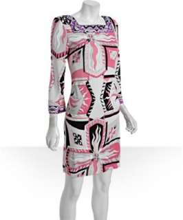 Emilio Pucci pink geometric jersey square neck shift dress   