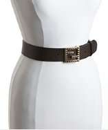 Fendi black and dark brown leather reversible stud buckle belt style 