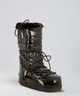 Jimmy Choo black quilted Grove fur trimmed moon boots