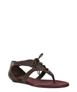 Pour la Victoire chocolate leather Rulah lace up thong sandals 