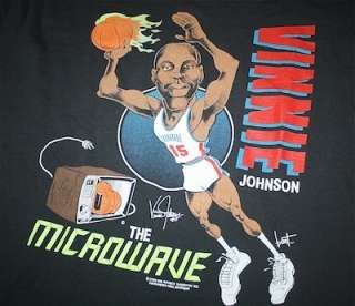 Vintage Detroit Pistons Vinnie Johnson Caricature T Shirt Microwave 