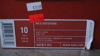 Used Once NIKE MCS Keystone Black & White Size 10 Baseball/Football 