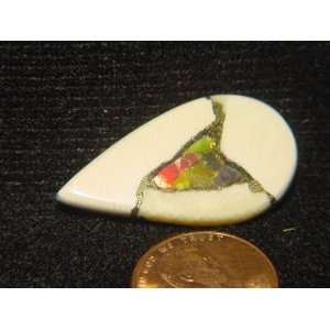  Mammoth Fossil Ivory with Ammolite Inlay Cabachon Pendant 