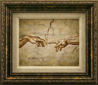 Classical Hands Repro Creation of Adam Art FRAMED OIL PAINTING  
