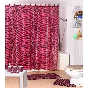  Shower Curtain Kids Jungle Safari Pink Zebra Design with 