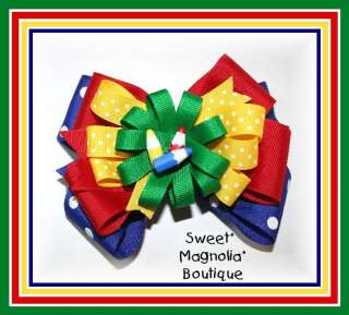 Boutique Custom Hairbow BACK TO SCHOOL ~COLORED PENCILS  