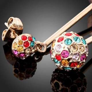 ARINNA Multi swarovski Crystal Gold GP Pierced Earrings  