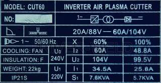 CUT 60 IGBT Air Plasma Cutter HF Arc and SG 55 Plasma cutting Torch 