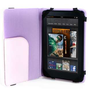 Pink Leather Folio Flip Carry Cover Case Pouch for  Kindle Fire 