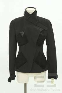 Tom Ford Black Wool & Velvet Pocket Snap Front Jacket Size 38 NEW $ 