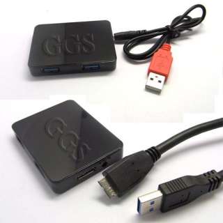 Mini USB 3.0 4 Port Hub Hi Speed 5Gbps +Power Adapter + Cable