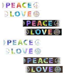 70s Style Hip & Groovy Peace & Love Mural Style PrePasted Wallpaper 