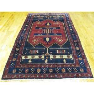  53 x 94 Navy Blue Persian Hand Knotted Wool Hamedan Rug 