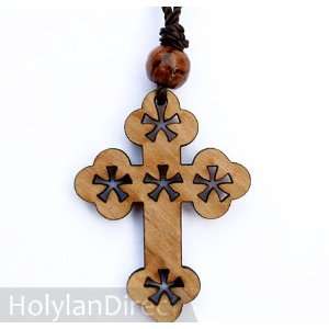  Olive Wood Bottony Cross Pendant (Necklace) #5 Arts 