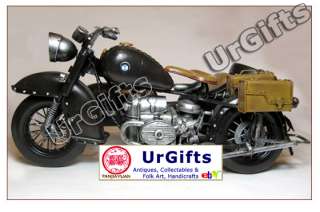   Hand Made Art Bar Decor Model Motorcycle w/ Sidecar BMW R71  