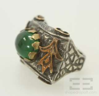 Designer Sterling Silver & Turkish Green Jade Ring Size 8  