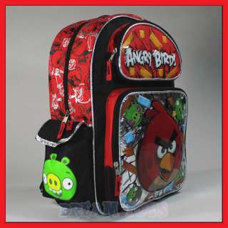 Angry Birds 16 Backpack with Pig Pockets   Red School Book Bag Game 
