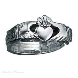   Sterling Silver Unisex 4 Piece Claddagh Puzzle Ring Size 10 Jewelry