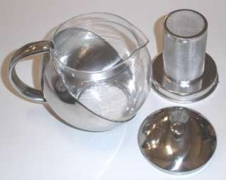 Stainless Steel Glass Teapot Tea pot w/ Strainer 3 CUP  