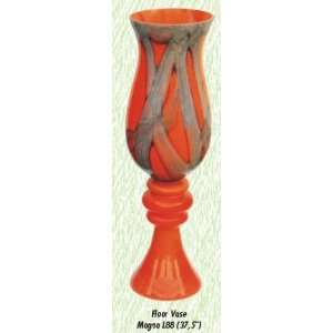  Red and Grey Magna Vase Hand Blown Modern Glass Vase: Home 