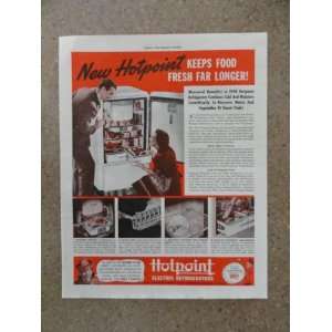 Hotpoint Refrigerators,Vintage 40s full page print ad (refrigerator 