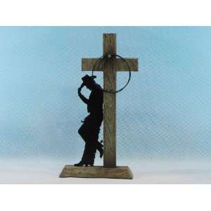  Cowboy Christian Cross Statue Figure Conserative