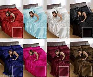 6PC LUXURIOUS SATIN BEDDING DUVET COVER+FITTED SHEET  