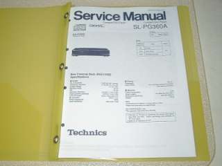 TECHNICS SL PG360A COMPACT DISC SERVICE MANUAL  