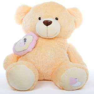 Jumbo Softest Valentines Day Cream Teddy bear heart 47  