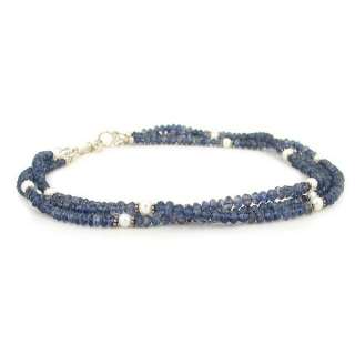   Genuine Iolite Freshwater Pearl Sterling Silver Bead 3 Strand Necklace