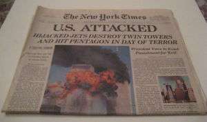 11 NEWSPAPERS NEW YORK TIMES 911 ATTACK TWIN TOWERS  