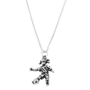    Sterling Silver 3 Dimensional Girl Soccer Player Necklace Jewelry