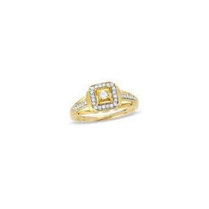 ZALES Diamond Square Framed Split Shank Promise Ring in 10K Gold 1/7 
