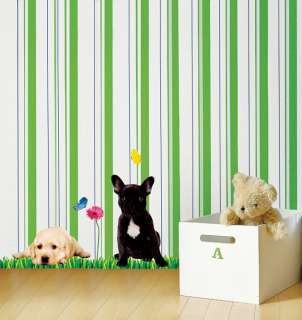 Pup Dog Flower Wall Stickers Vinyl decals Home Mural  