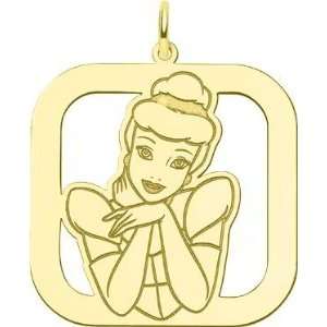   Sterling Silver Disney Princess Cinderella Square Charm Jewelry