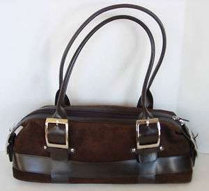 WILSON PELLE STUDIO Brown Suede Leather Satchel Purse Handbag Shoulder 