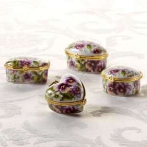   of Four Assorted Shape Trinket Boxes   Purple Pansy