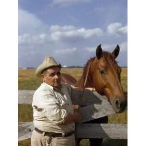  Cowboy Stands Beside 1936 Kentucky Derby Winner, Bold 