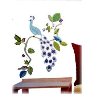 Colorful Peacock & Flowers Wall Mural Stickers Wallies