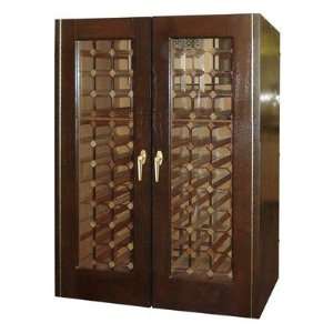   230G 2 Door Oak Wine Cooler with Rectangular Glass Doors Appliances